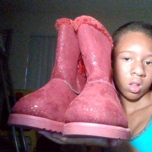 burgundy kids boots